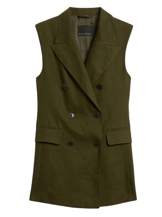 Banana Republic Tops - Banana Republic Palma Linen Vest Camo Green NWT Size 00 Petite